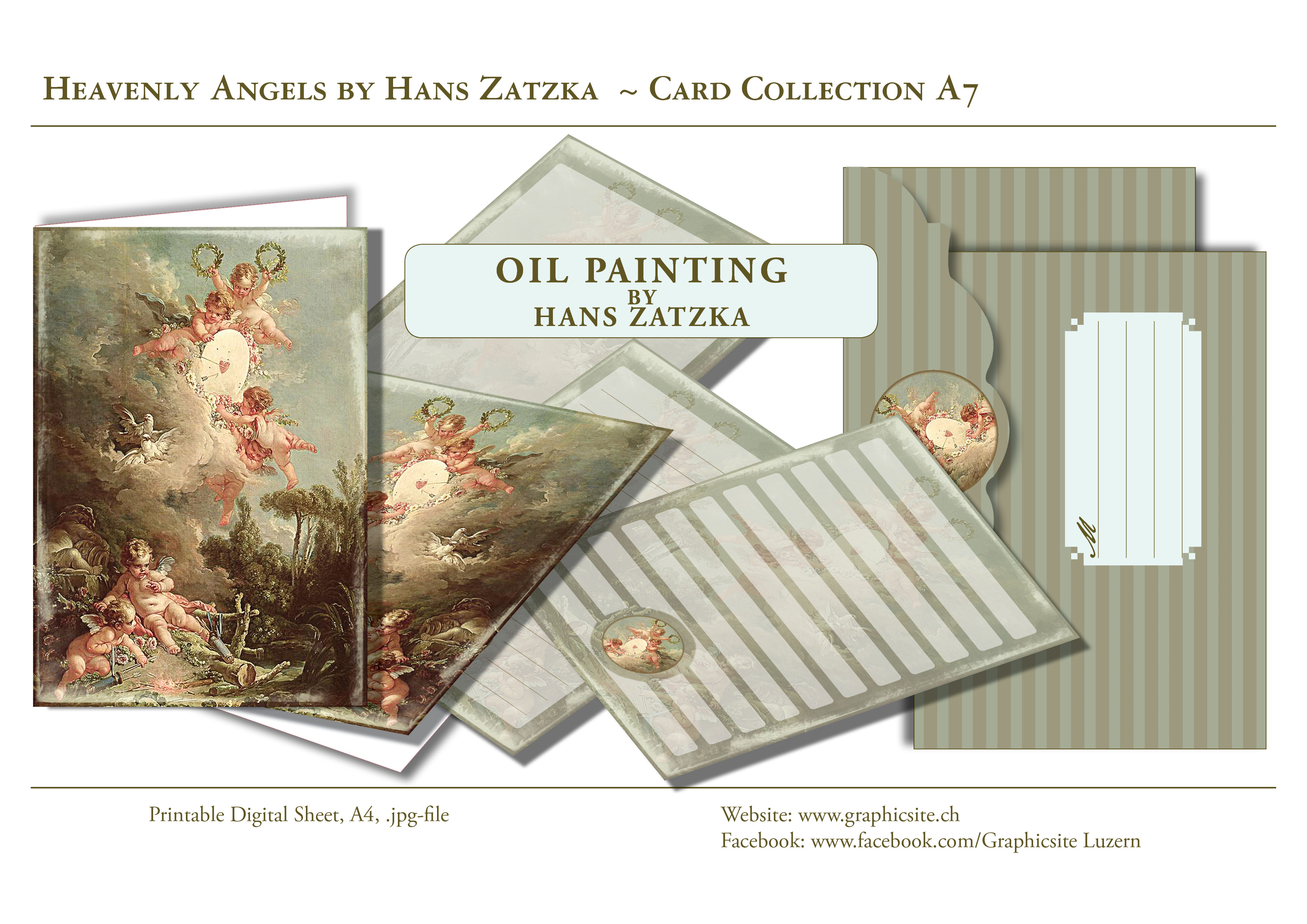 Karten selber drucken, Kunstkarten, Hans Zatzka, Ölgemälde, Engel, Cherub, Graphic Design, Luzern,